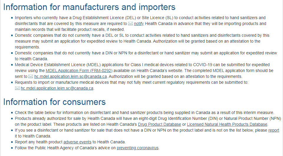 加拿大卫生部发布临时措施放宽个人防护设备、消毒剂、洗手液及拭子准入要求_产业聚焦_洗涤用品_中国洗涤用品行业信息网